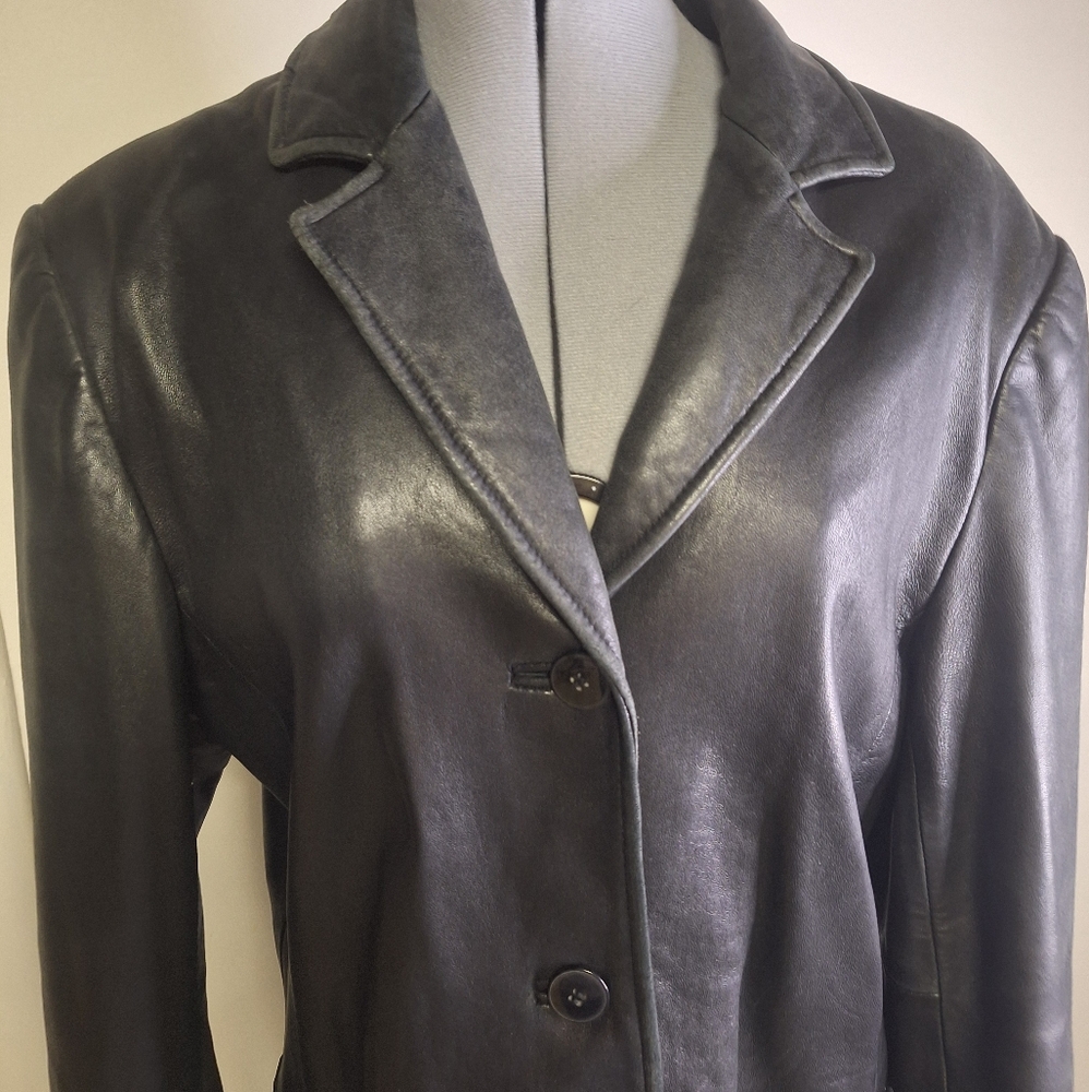 Sonoma Jean Co. LAMBSKUN Women's Black Leather Jacket Size Med